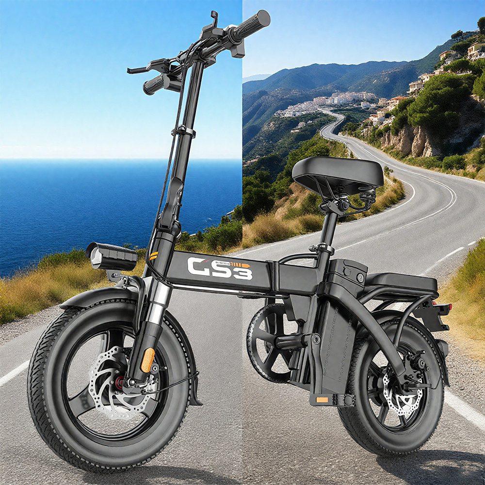 E-Bike Cityrad 14 Zoll Klapprad Elektrofahrrad 48V 15Ah City Pedelec faltbar Korb