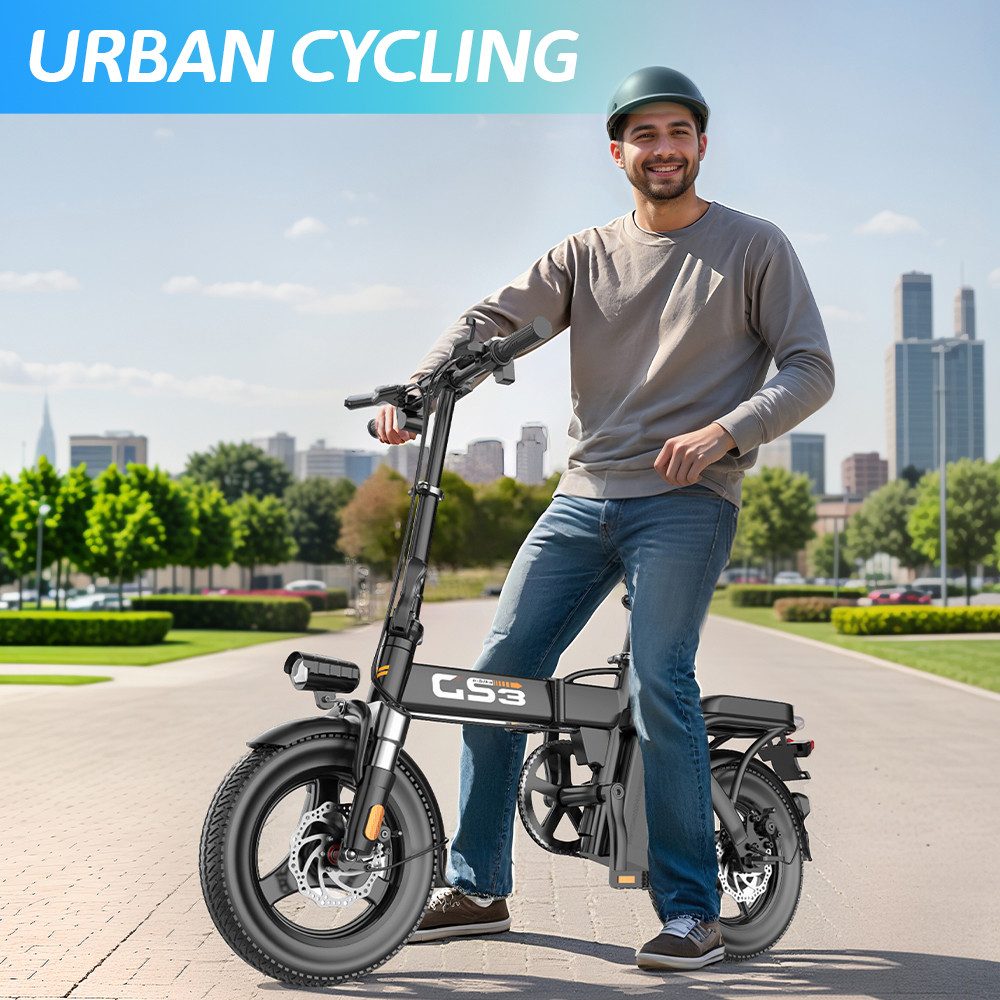 E-Bike Cityrad 14 Zoll Klapprad Elektrofahrrad 48V 15Ah City Pedelec faltbar Korb